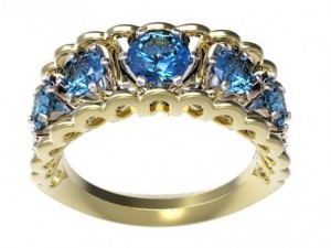 gold ring with a diamond 42 Modelo 3D