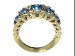 gold ring with a diamond 42 Modelo 3D