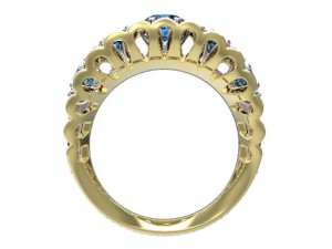 gold ring with a diamond 42 Modelo 3D