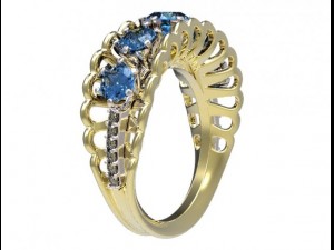 gold ring with a diamond 42 Modelo 3D