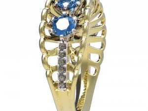 gold ring with a diamond 42 Modelo 3D