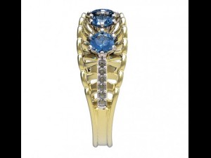 gold ring with a diamond 42 Modelo 3D
