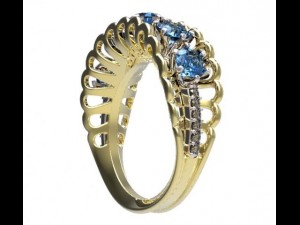 gold ring with a diamond 42 Modelo 3D