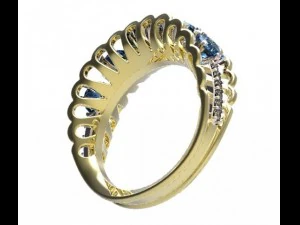 gold ring with a diamond 42 3D Model