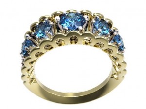 gold ring with a diamond 42 Modelo 3D