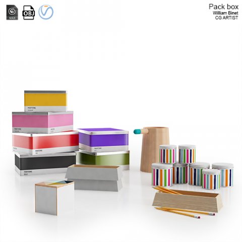 pack box Modello 3D .c4d .max .obj .3ds .fbx .stl .blend 