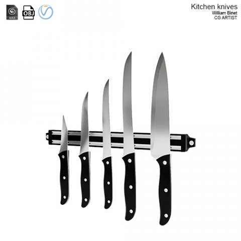 kitchen knives 3D मॉडल .c4d .max .obj .3ds .fbx .stl .blend 