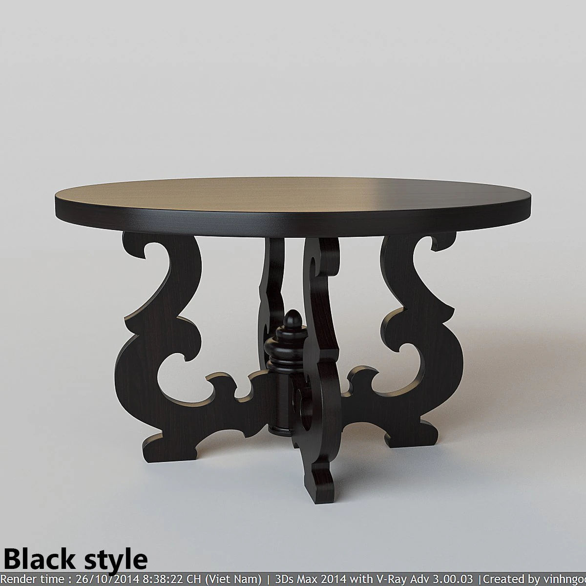 french country round dining table 3D Model .c4d .max .obj .3ds .fbx .stl .blend
