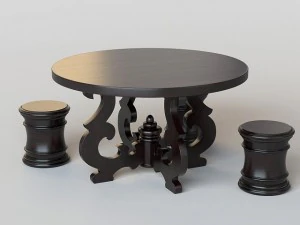 french country round dining table 3D Model