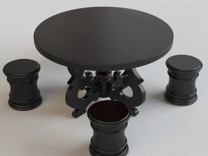 french country round dining table 3D Model