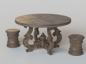 french country round dining table Modello 3D