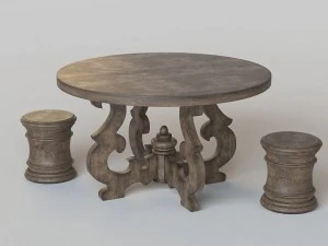 french country round dining table 3D Model