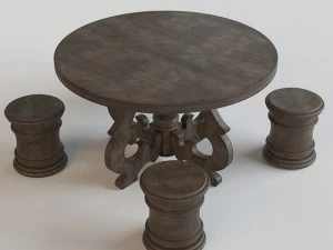 french country round dining table 3D Model
