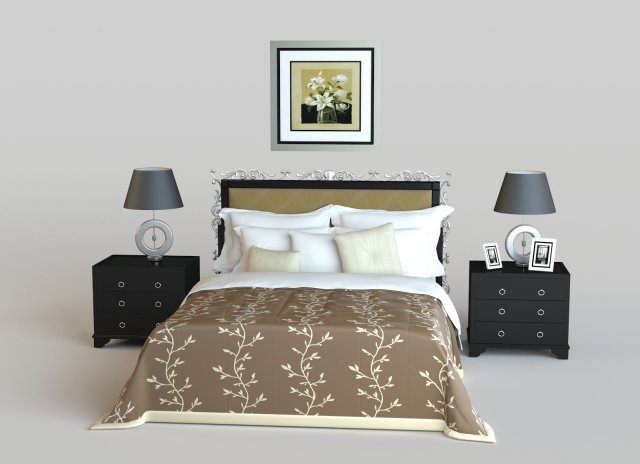 classic bed 001 3D 模型 .c4d .max .obj .3ds .fbx .stl .blend 