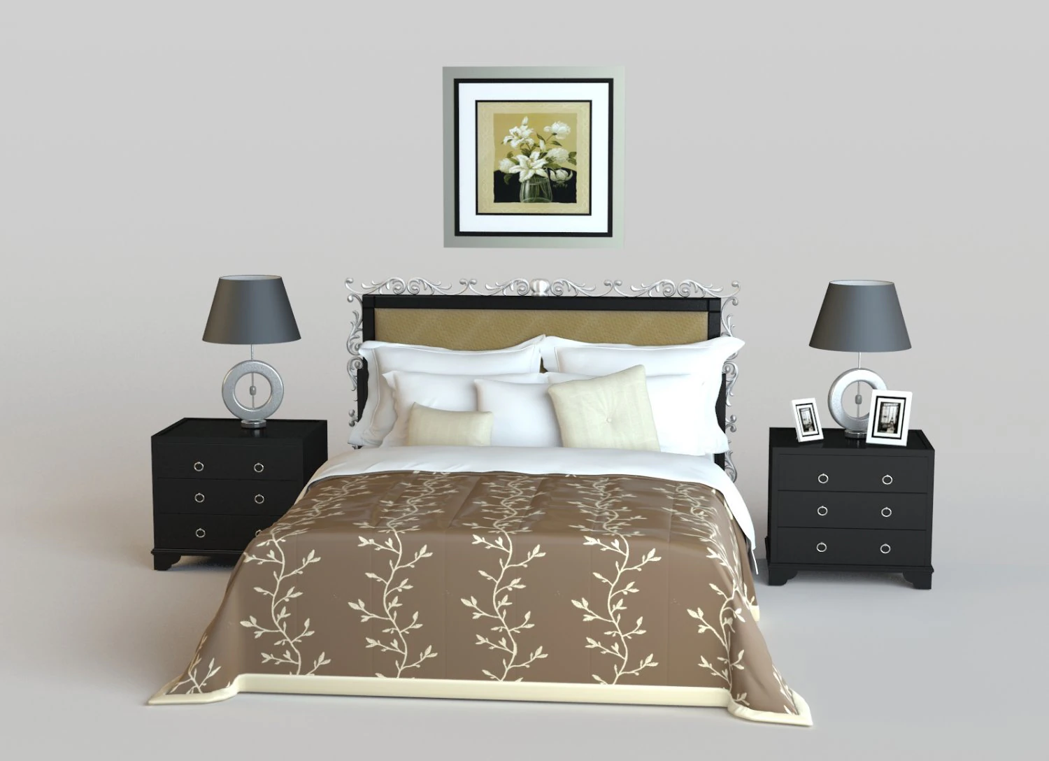 classic bed 001 3D Model .c4d .max .obj .3ds .fbx .stl .blend 