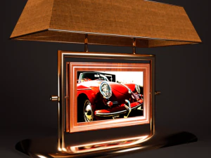 jual lampu meja emas dengan bingkai foto berputar Model 3D