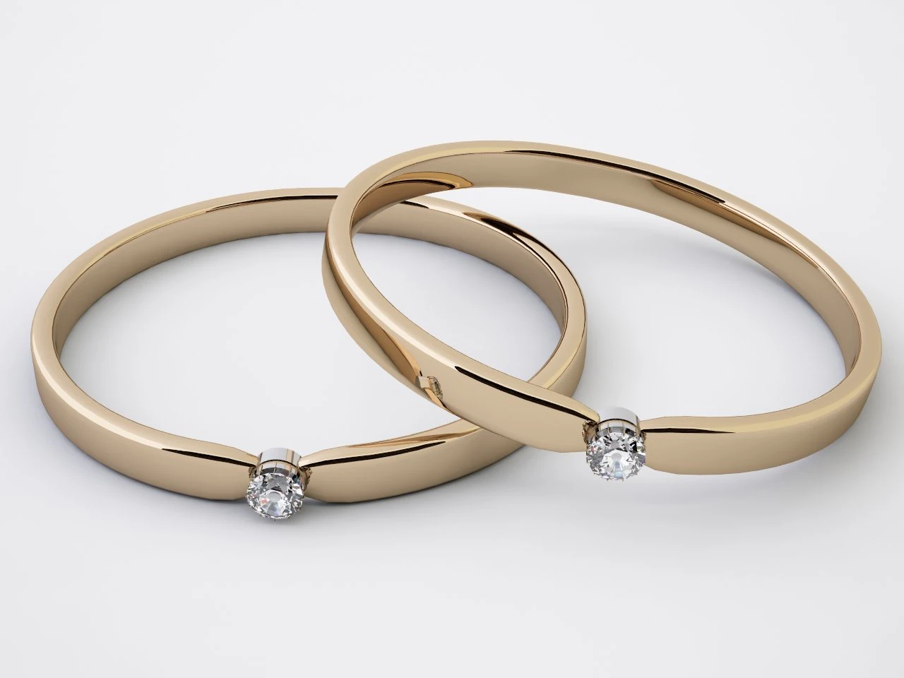 2 gold rings 3D Model .c4d .max .obj .3ds .fbx .stl .blend