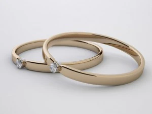 2 gold rings 3D Model