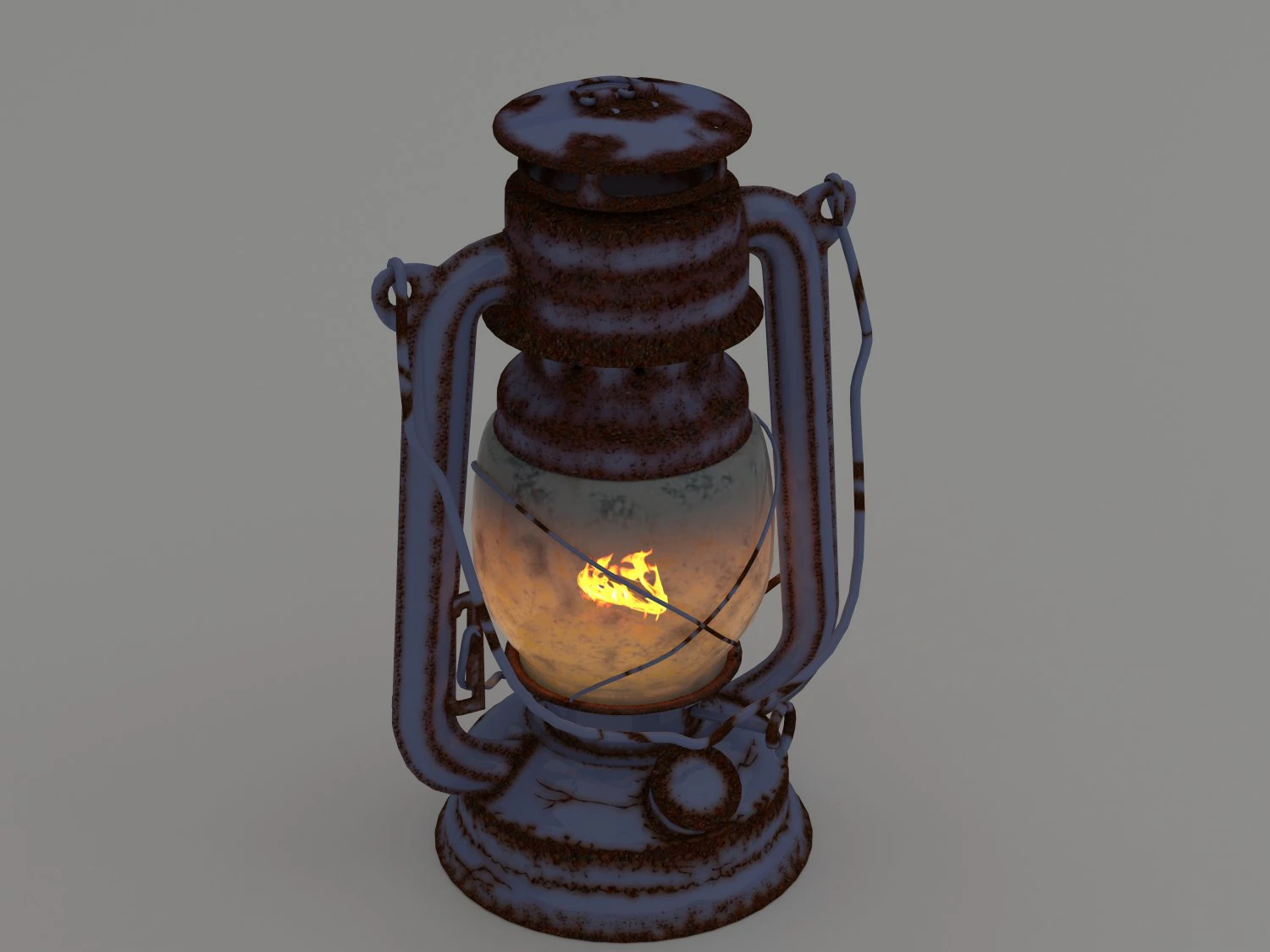 vintage oil lamp blue 3D Model .c4d .max .obj .3ds .fbx .stl .blend 