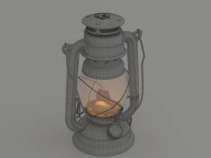 vintage oil lamp blue 3D Model