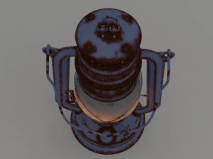 vintage oil lamp blue 3D Model