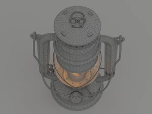 vintage oil lamp blue 3D Model