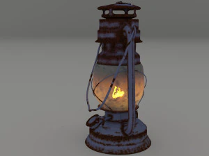 vintage oil lamp blue 3D Model