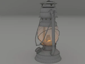 vintage oil lamp blue 3D Model