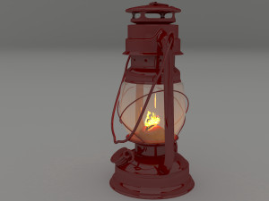 vintage oil lamp red 3D Model