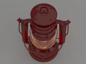 vintage oil lamp red 3D Model