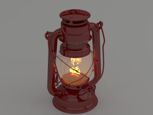 vintage oil lamp red 3D Model