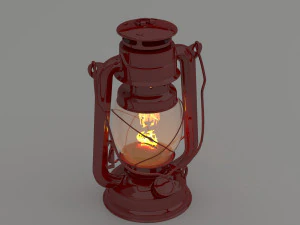 vintage oil lamp red 3D Model