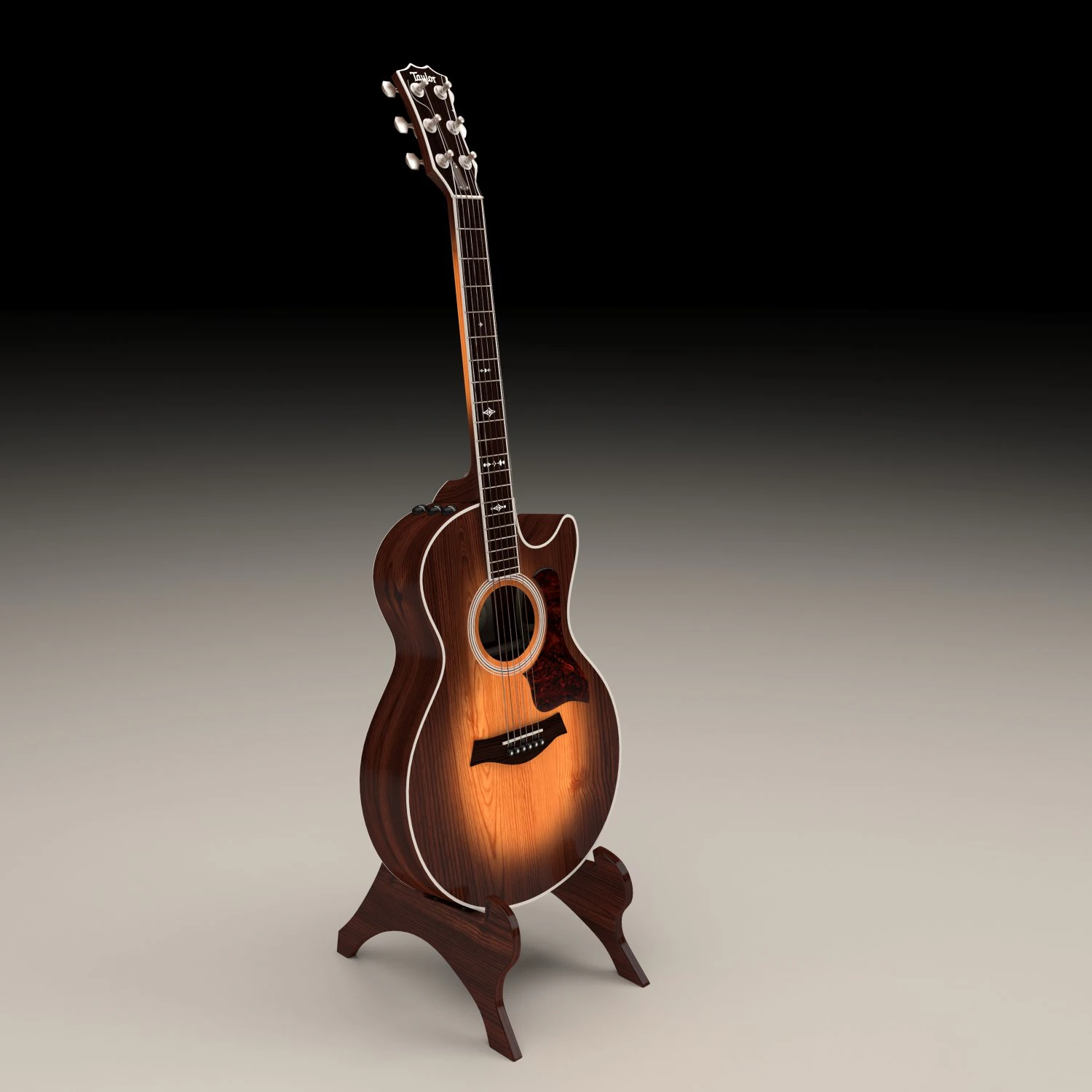 acoustic guitar 3D Model .c4d .max .obj .3ds .fbx .stl .blend 