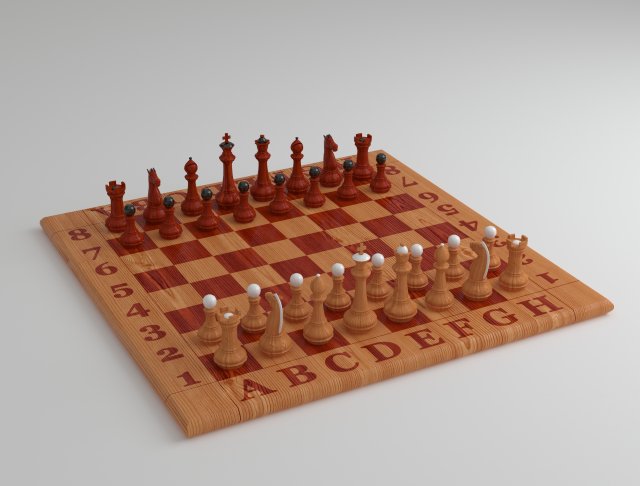 classic chess table 3D Модель .c4d .max .obj .3ds .fbx .stl .blend 
