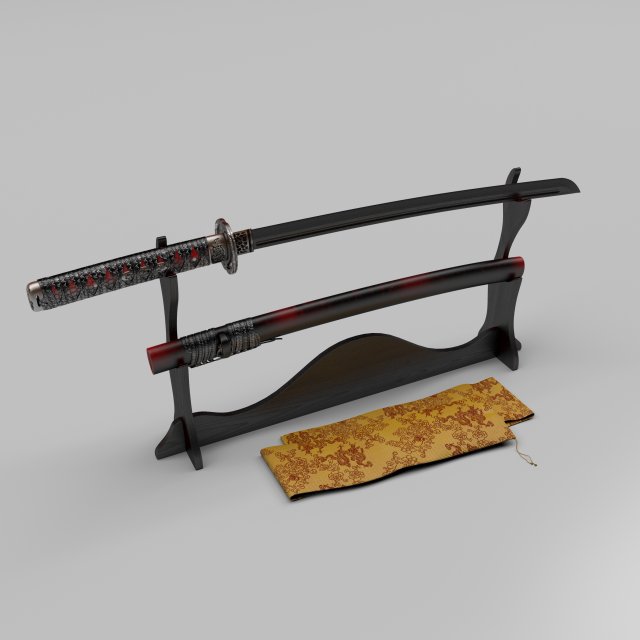katana sword 3D 模型 .c4d .max .obj .3ds .fbx .stl .blend 