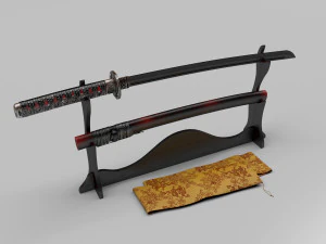 spada katana Modello 3D
