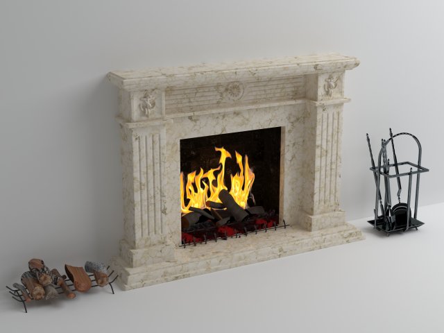 classic fireplace 3D 모델 .c4d .max .obj .3ds .fbx .stl .blend 