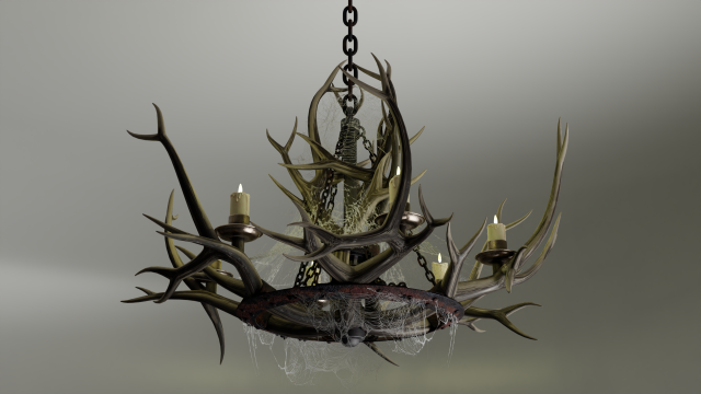 Pendant candlestick horns 3D Model .c4d .max .obj .3ds .fbx .stl .blend 