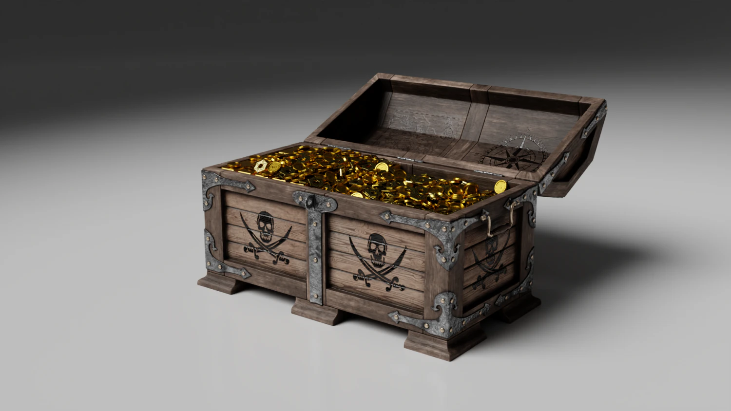 Chest Pirates Gold 3D Model .c4d .max .obj .3ds .fbx .stl .blend 
