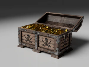 Złoto pirat&oacute;w w skrzyni Model 3D
