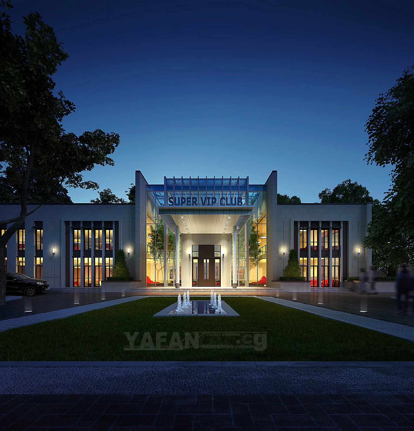 hotel building 004 3D Model .c4d .max .obj .3ds .fbx .stl .blend