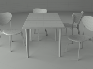 hygena merrick oak table and 4 faux leather chairs 3D Model