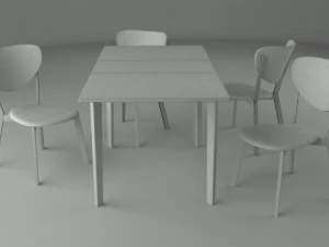 hygena merrick oak table and 4 faux leather chairs 3D Model