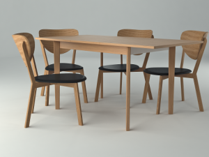 hygena merrick oak table and 4 faux leather chairs 3D Model