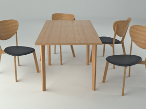 hygena merrick oak table and 4 faux leather chairs 3D Model