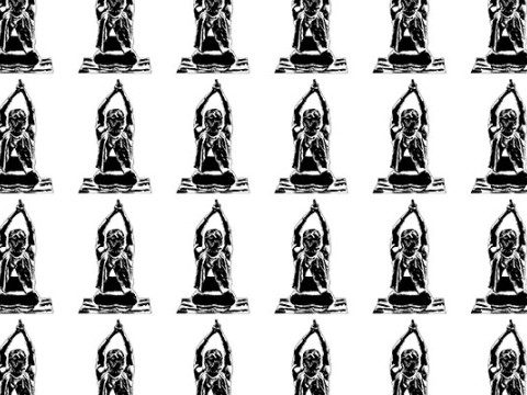 Woman practicing kundalini yoga graphic motif seamless pattern CG टेक्स्चर्स
