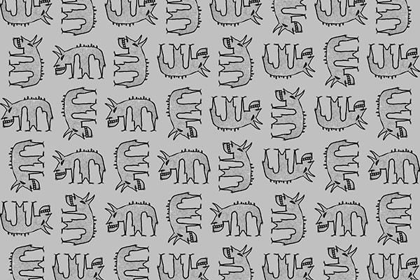 Demon animal hand drawn illustration motif random pattern Tekstur CG .c4d .max .obj .3ds .fbx .stl .blend 