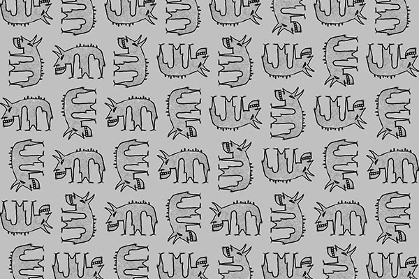 Patr&oacute;n aleatorio con motivo de ilustraci&oacute;n dibujado a mano animal demonio Texturas CG .c4d .max .obj .3ds .fbx .stl .blend 