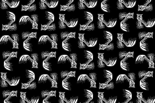 Monster man hand drawn illustration motif seamless pattern CG テクスチャ .c4d .max .obj .3ds .fbx .stl .blend 