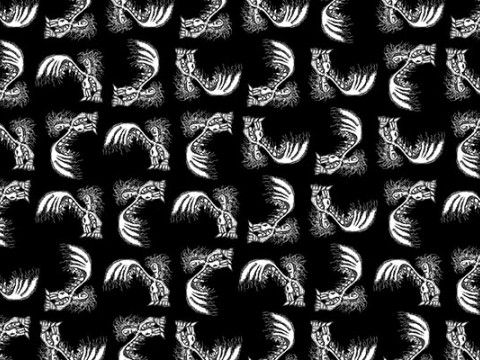 Monster man hand drawn illustration motif seamless pattern CG テクスチャ